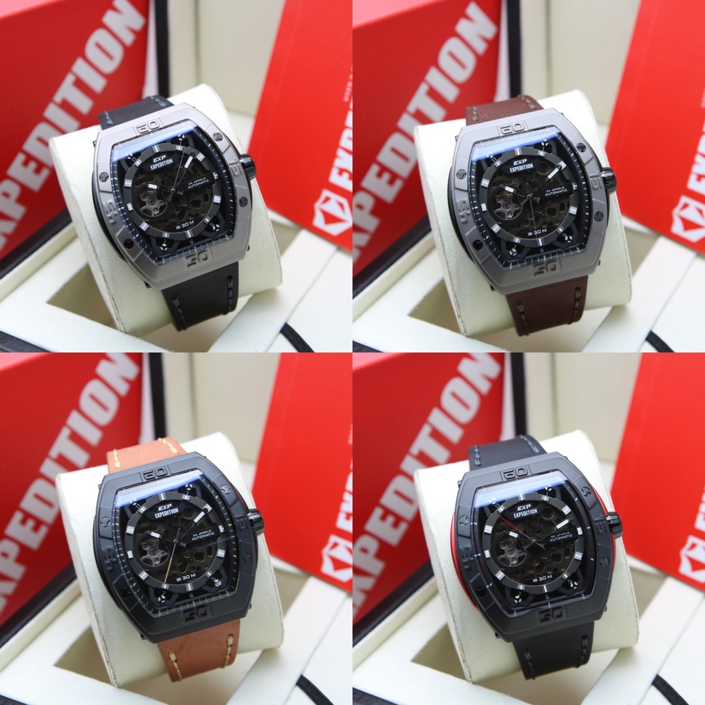 JAM TANGAN PRIA EXPEDITION E 6800 E6800 MAL AUTOMATIC TITANIUM LEATHER ORIGINAL