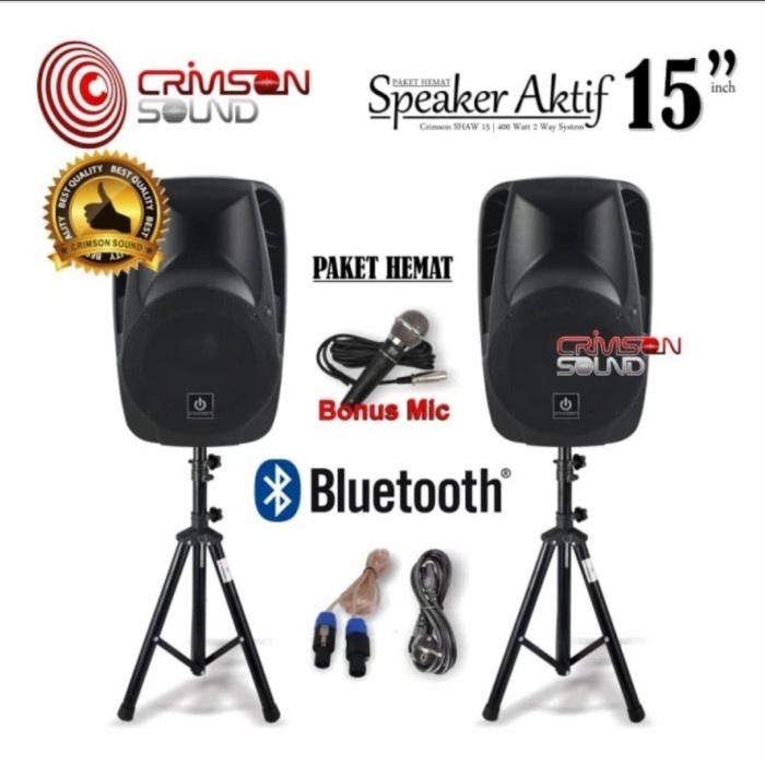 paket speaker aktif dan pasif Crimson 15 inch