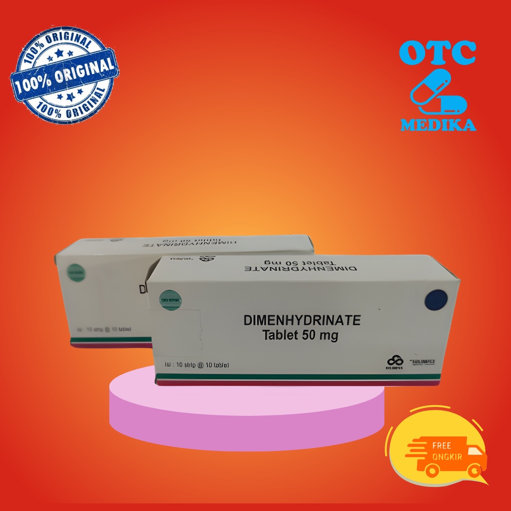 Dimenhydrinate 50 mg Tablet 1 strip obat mual dan mabuk perjalanan