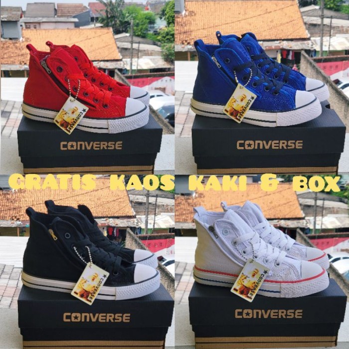 sepatu converse anak model zipper sleting  - Putih, 25