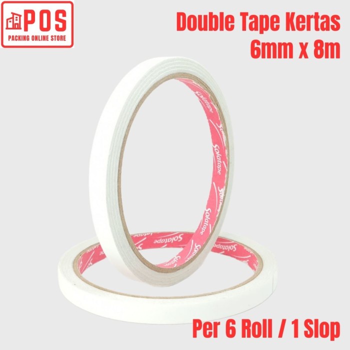 

6 Roll Lakban | Double Tape Kertas 6mmx8m | Solatape