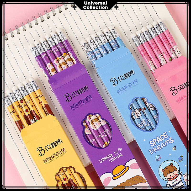 

6PCS / SET PENSIL TULIS MOTIF + PENGHAPUS / PENSIL SET LUCU
