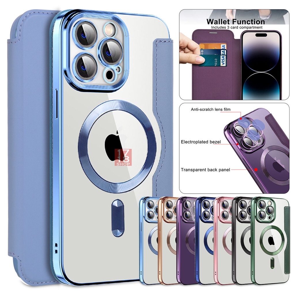Softcase Magsafe Wallet Flip for iPhone 13 Pro Max 12 Pro Max 11 Pro Max Dompet Tempat Slot Kartu AT