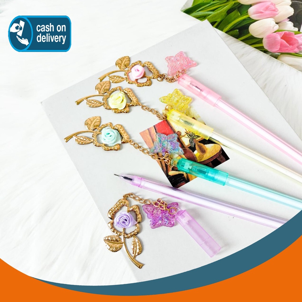 

Pena Gel Gantungan Mawar Pen Bolpen Pulpen Bolpoin Karakter Bunga Mawar Gold alat tulis sekolah kantor lengkap kado souvenir murah