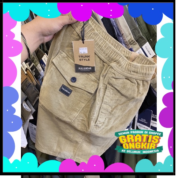BEST SELLER REAL PICT celana pendek pria branded corduroy/ Khaki Brown