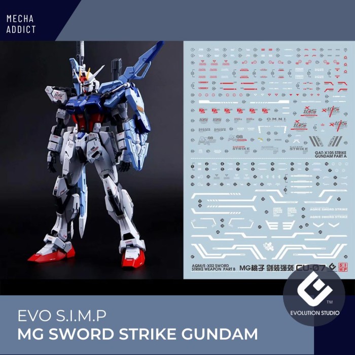 Water Slide Decal MG Sword Strike Gundam by EVO SIMP - Fluorescent