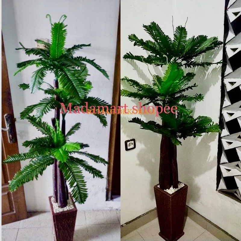 Pohon palem atau palm tree dengan pot jumbo artificial tinggi 170 cm