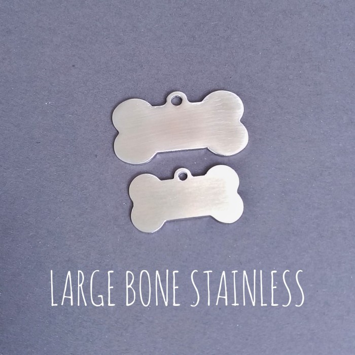 

ASG-99 DOG TAG / NAME TAG STAINLESS 2 SISI -BONE SHAPE BESAR-