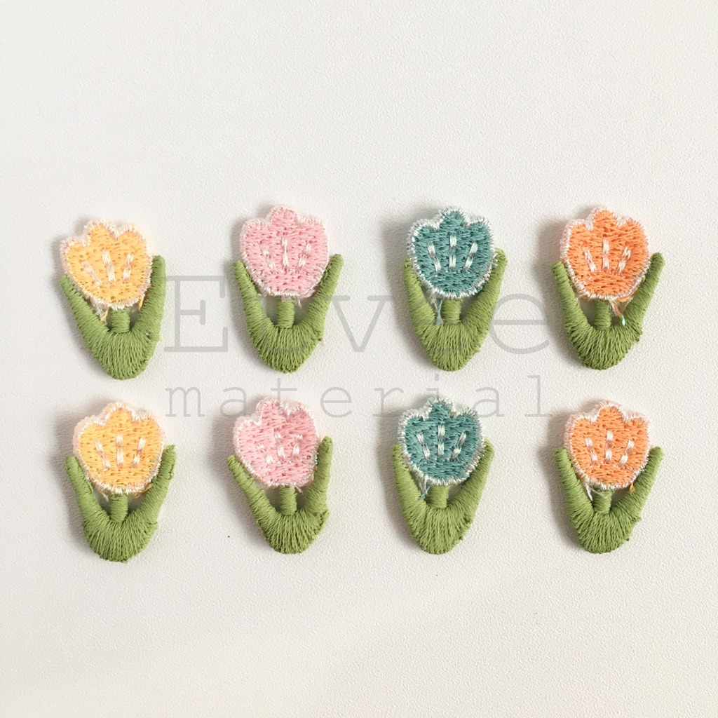 APK78 Aplikasi knit rajut bunga tulip kecil bordir patch bros