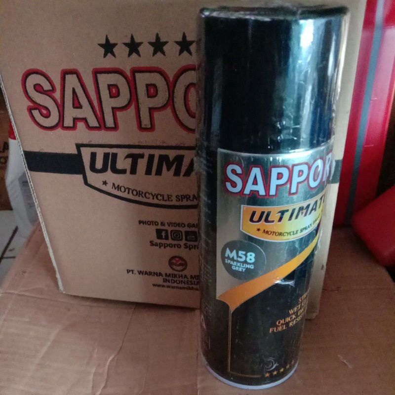 

SAPORO SAPPORO ULTIMATE M58 Sparkling Grey 400ml Abu Metalic Colour M 58 Cat Semprot Spray Paint Motor Pilok Pilox Aerosol Terbaik