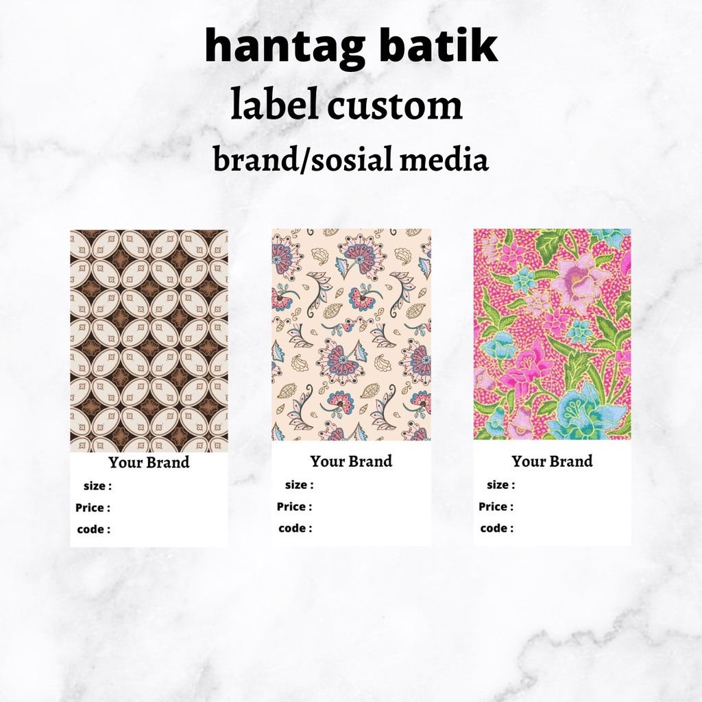 

Hangtag batik custom ukuran 3x7 isi 100 pcs-labelbaju-tagbaju-hantag