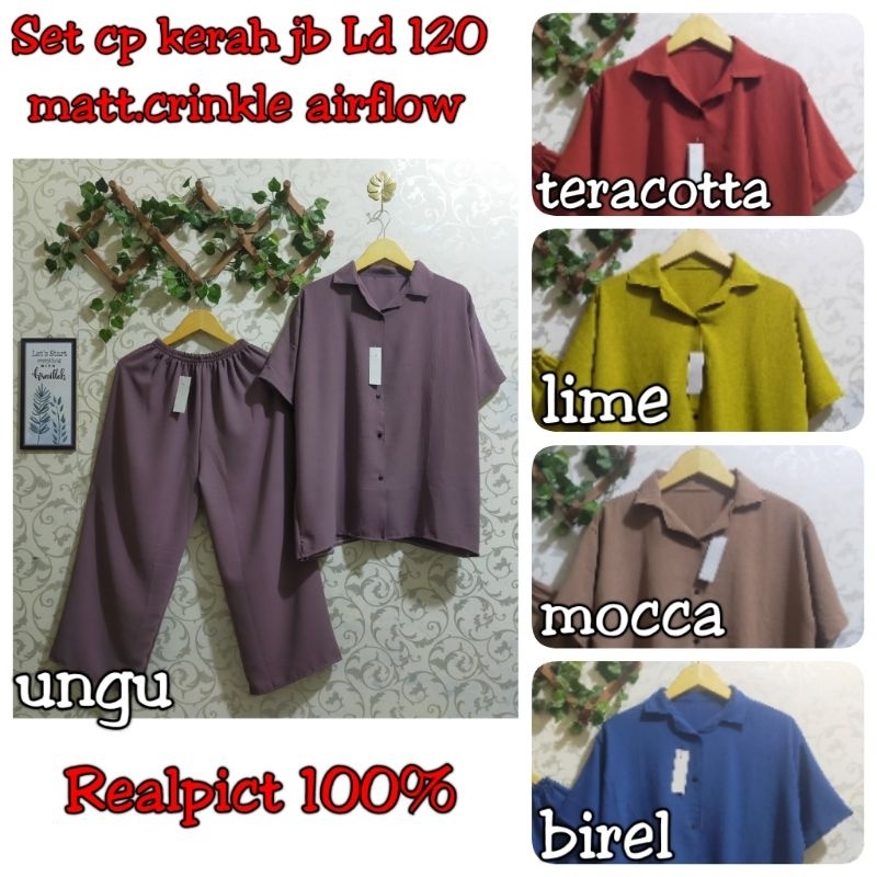 Ld 120 setelan crinkle pendek jumbo/setcel jumbo pendek/setcel cp crinkle airdlow/setelan jumbo crin