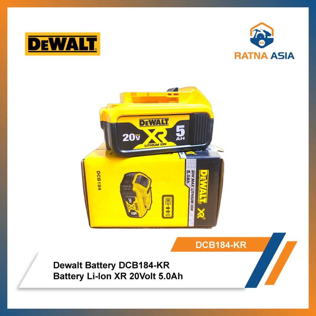 Dewalt DCB184 For cordless 18V 5.0Ah Baterai Baterry Dewalt DCB 184