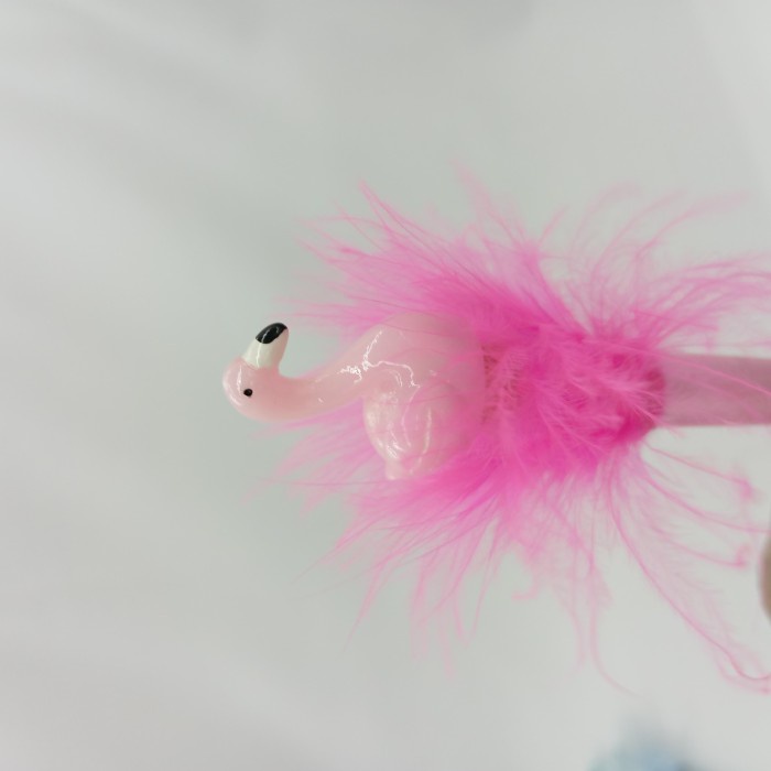 

Feather Flamingo Gel Pen Tinta Hitam/Pulpen Gel Lucu Berbulu - pink