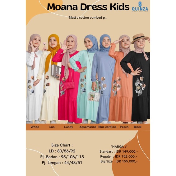 TERBARU. TERLARIS. COD BISA MONA DRESS KIDS  QUINZA