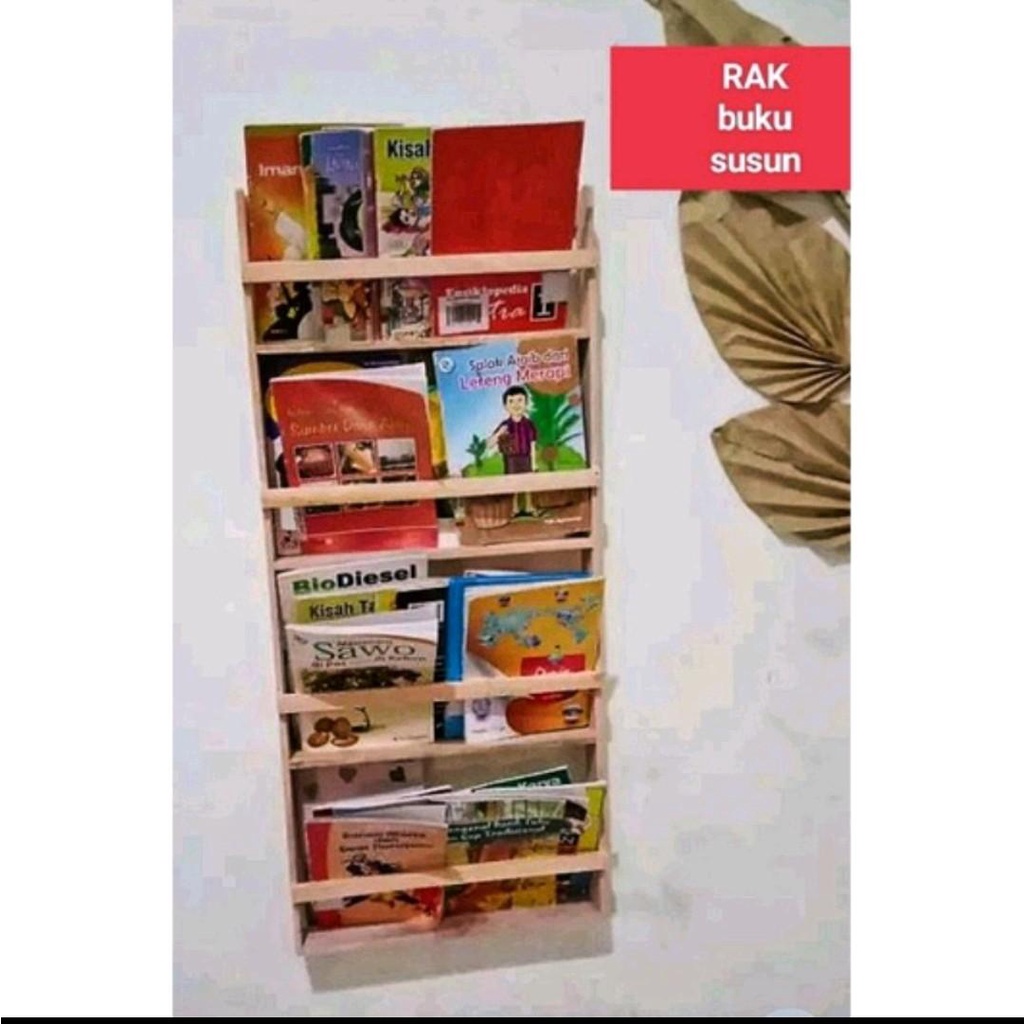 RAK BUKU 4 SUSUN Minimalis rak buku dinding rak buku tempel Kayu