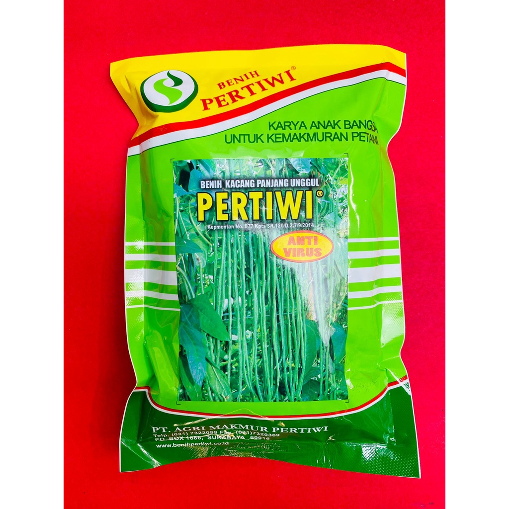 Benih kacang panjang anti virus PERTIWI biji merah putih kemasan  500gram