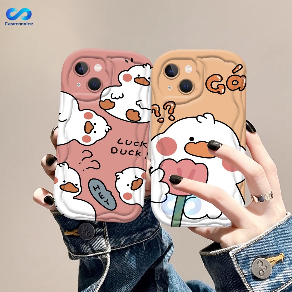 Casing hp Realme C53 C55 C31 C20 C30 C17 C35 C31 C12 Realme 10 5 9i 6 8i 8Pro 8 5i 7i 5 6i 6s C11 C21Y C25Y C15 C17 C2 C20A C3 Cartoon Caricature Duck 3D Soft Wave Edge TPU Phone Case Cover CONNICE