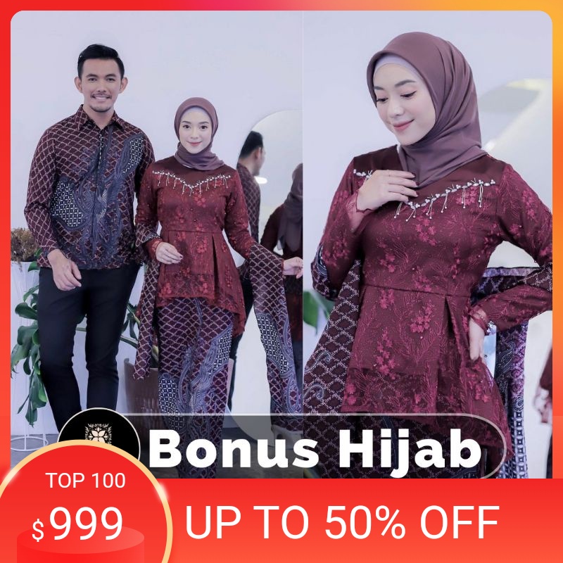 Promo Set Couple % kEbaYa batik cOUplE kaLENa MarOON (GRaTIs HIJab) kEbaYa MODERN kEbaYa wisUda kEba