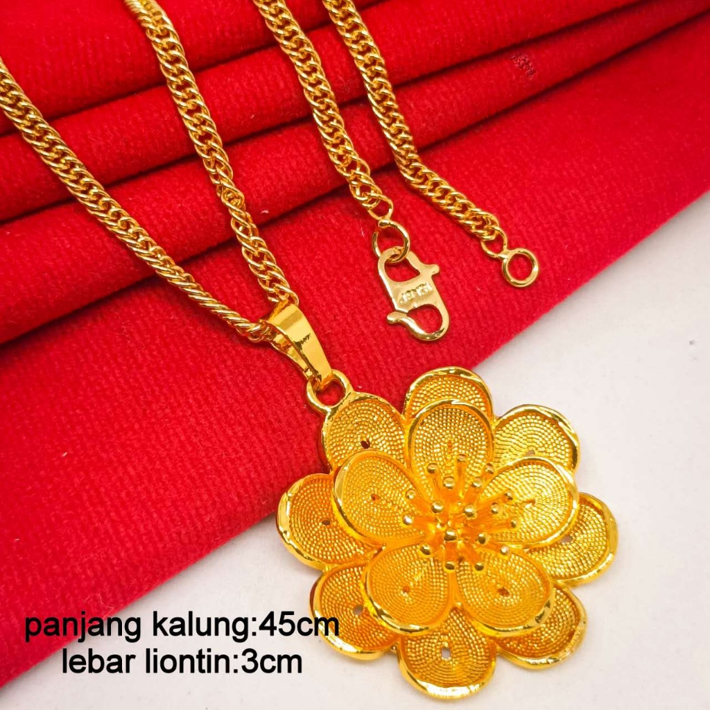 kalung+liontin kendari Perhiasan Aksesoris Titanium Asli Wanita Anti Karat Emas gold xuping dubai