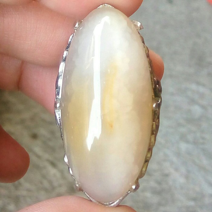 Cincin Batu Akik Pandan Kapas Jumbo Putih Sisik 6