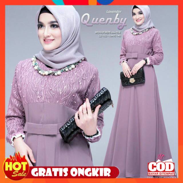 KAIN ADEM HALUS TEBAL / Baju Gamis Brukat Tile Remaja Dewasa Seragam Pesta Wanita Muslim Busui Quenb