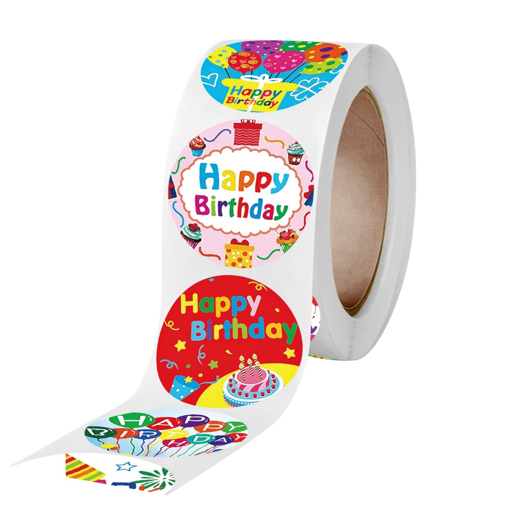 

Tape Isolasi Stiker Motif Ucapan Selamat Ulang Tahun "Happy Birthday" (500 Stiker)