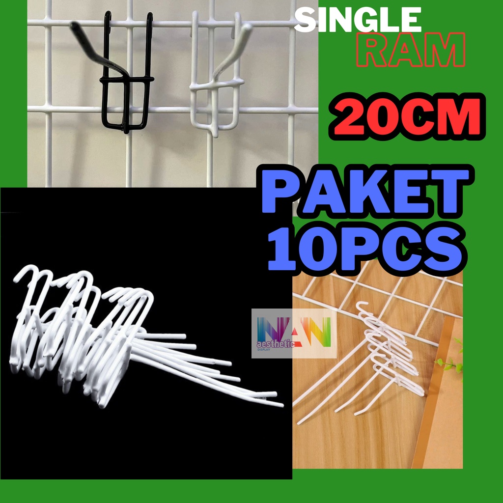 single ram 20CM (paket 10pcs) hook ram gantungan aksesoris single ram putih kaitan ram pajangan kont