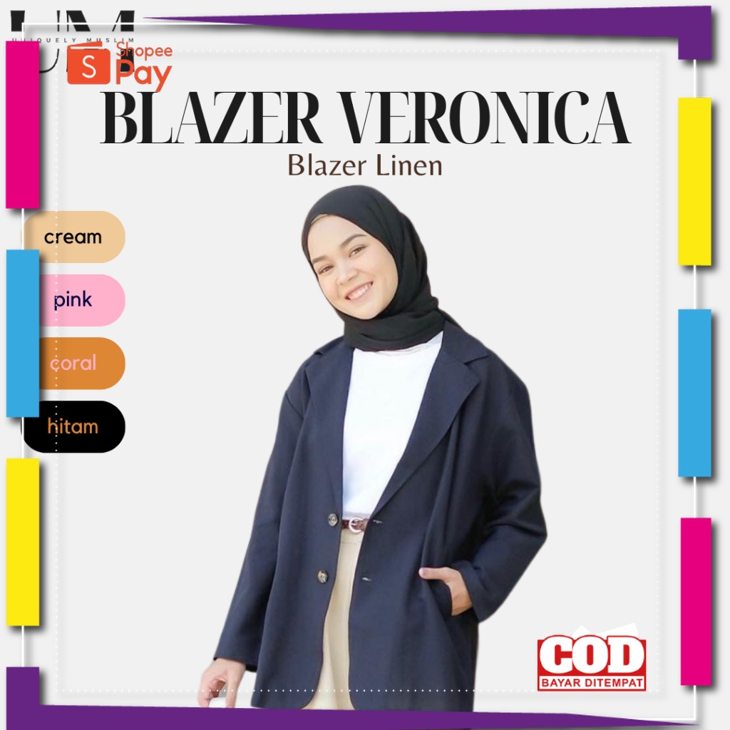 PREMIUM KOREAN STYLE / Blazer Wanita Veronica / Jas Blazer Wanita Linen Polos / Outer Blazer Wanita 