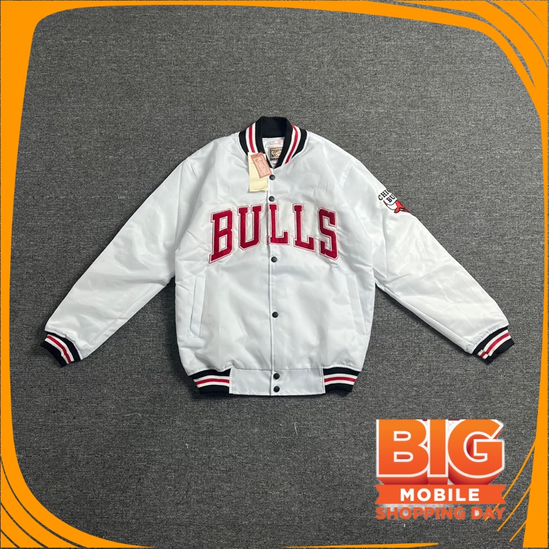 MURAH JAKET VARSITY OOTD NEW/ Jaket Varsity Chicago Bulls Mitchells Ness White | Jaket Pria | Jaaket