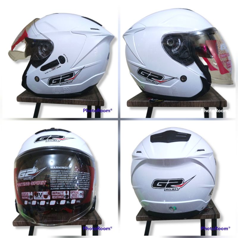 Helm G2 Optimax Dobel VISOR 2 kaca Original Solid WHITE