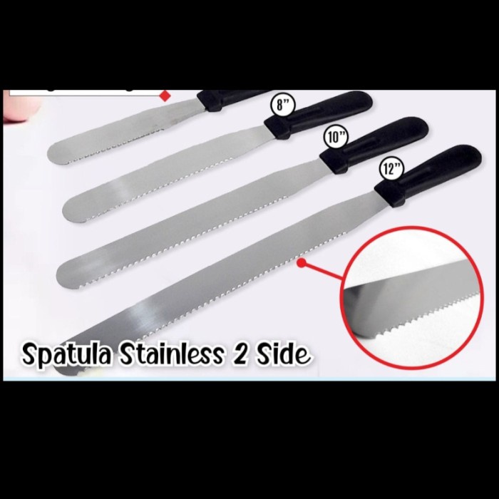 [C15] Pisau Spatula Roti Dua Sisi Stainless Import - 8"