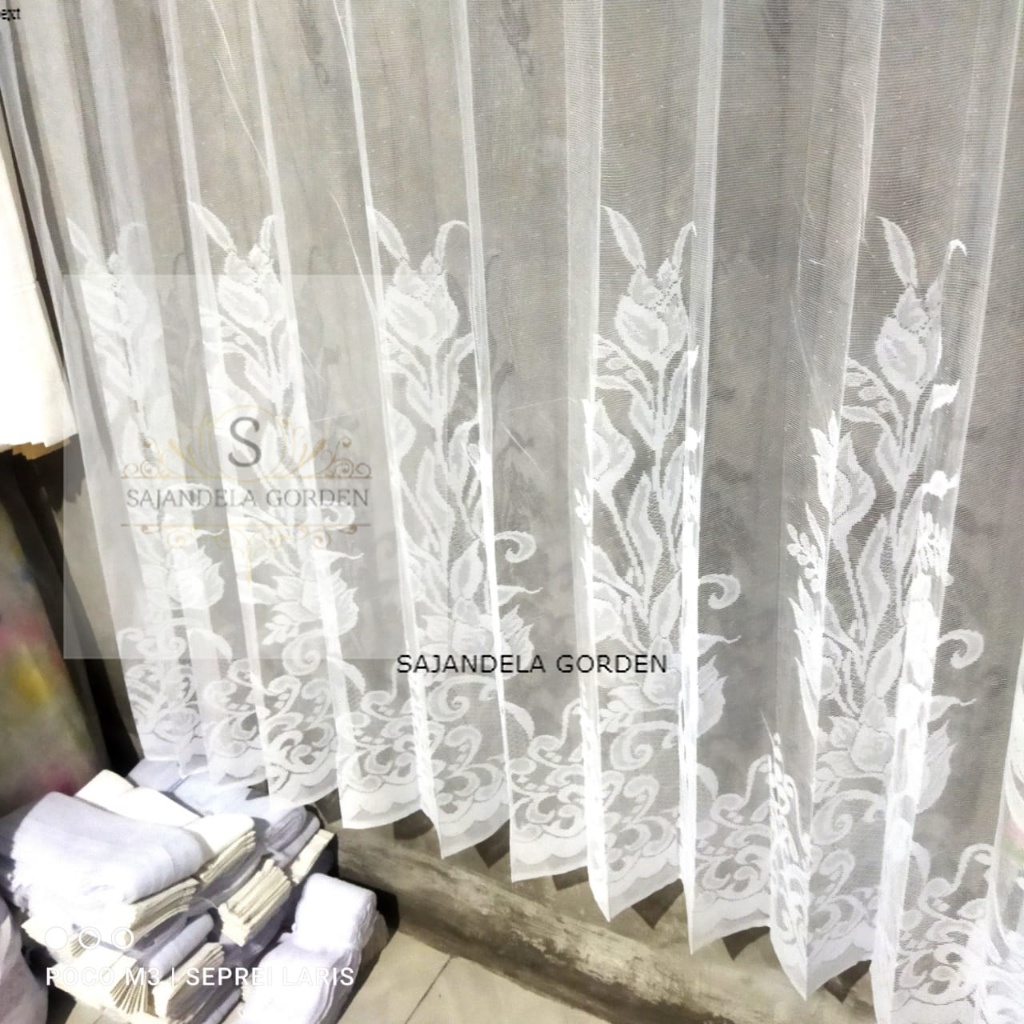 GORDEN VITRASE POLOS MODEL PLISKET KAIN GORDENG JENDELA KORDEN DALAMAN TRANSPARAN MOTIF BUNGA TULIP