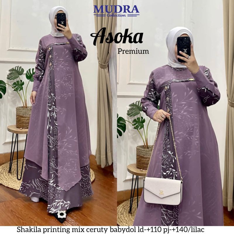 ASOKA GAMIS PESTA MEWAH ELEGAN SHAKILA PRINTING MIX CERUTY BABY DOLL LD 110 PJ 140