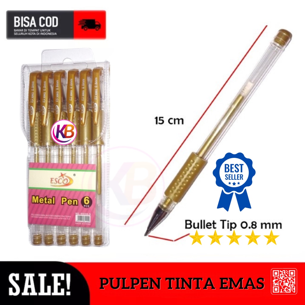 

Pen Gel Esco Tinta Emas 0.5mm / Pulpen Emas / Pupen Tinta Emas / Pena Gel Emas / Cod / Toko Gemilang