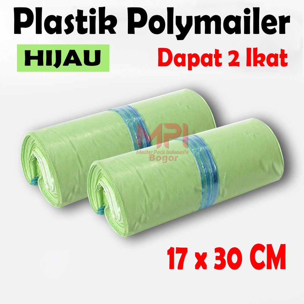 

2 IKAT - Plastik Polymailer Hijau 17 x 30 cm / Plastik Polimer / Plastik packaging Kantong Amplop - Master Pack Indonesia