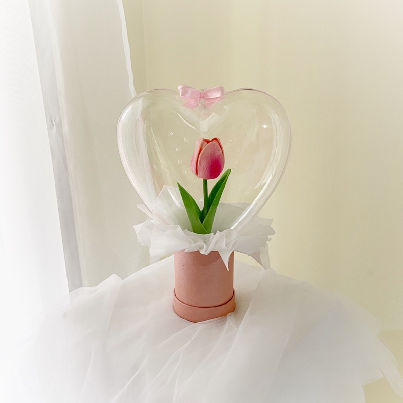 ECHIIGLO - BALON LOVE ACRYLIC / BALON AKRILIK BUNGA TULIP / ARTIFICIAL FLOWER BLOOM BOX / BUKET PALSU KADO WISUDA ULTAH WEDDING HARI IBU VALENTINE DAY ulang tahun Cewe cowo cewek cowok Murah Premium Valentines pink