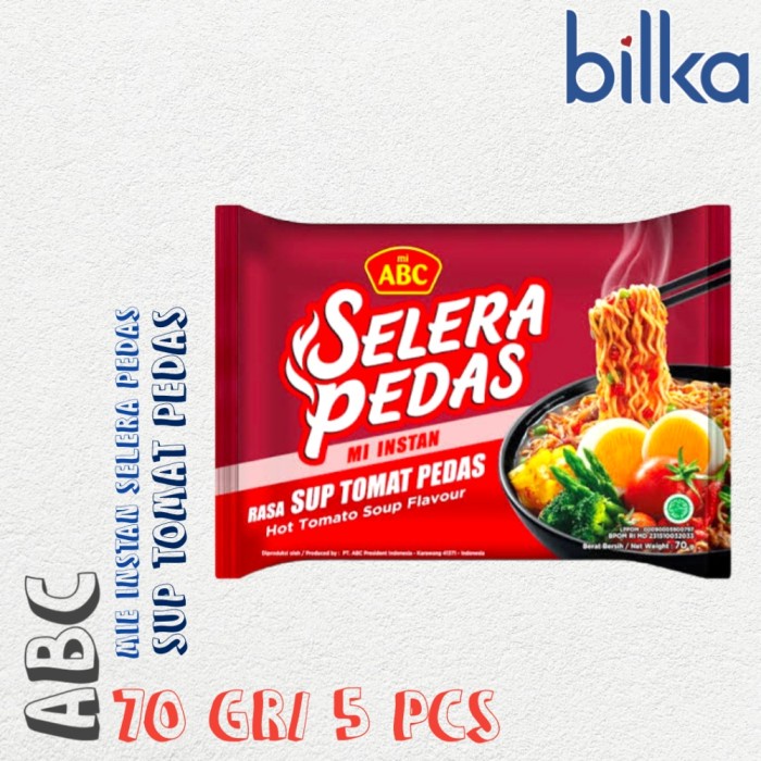 

ABC Mie Selera Pedas Sop Tomat Pedas 70gr/ 5Pcs