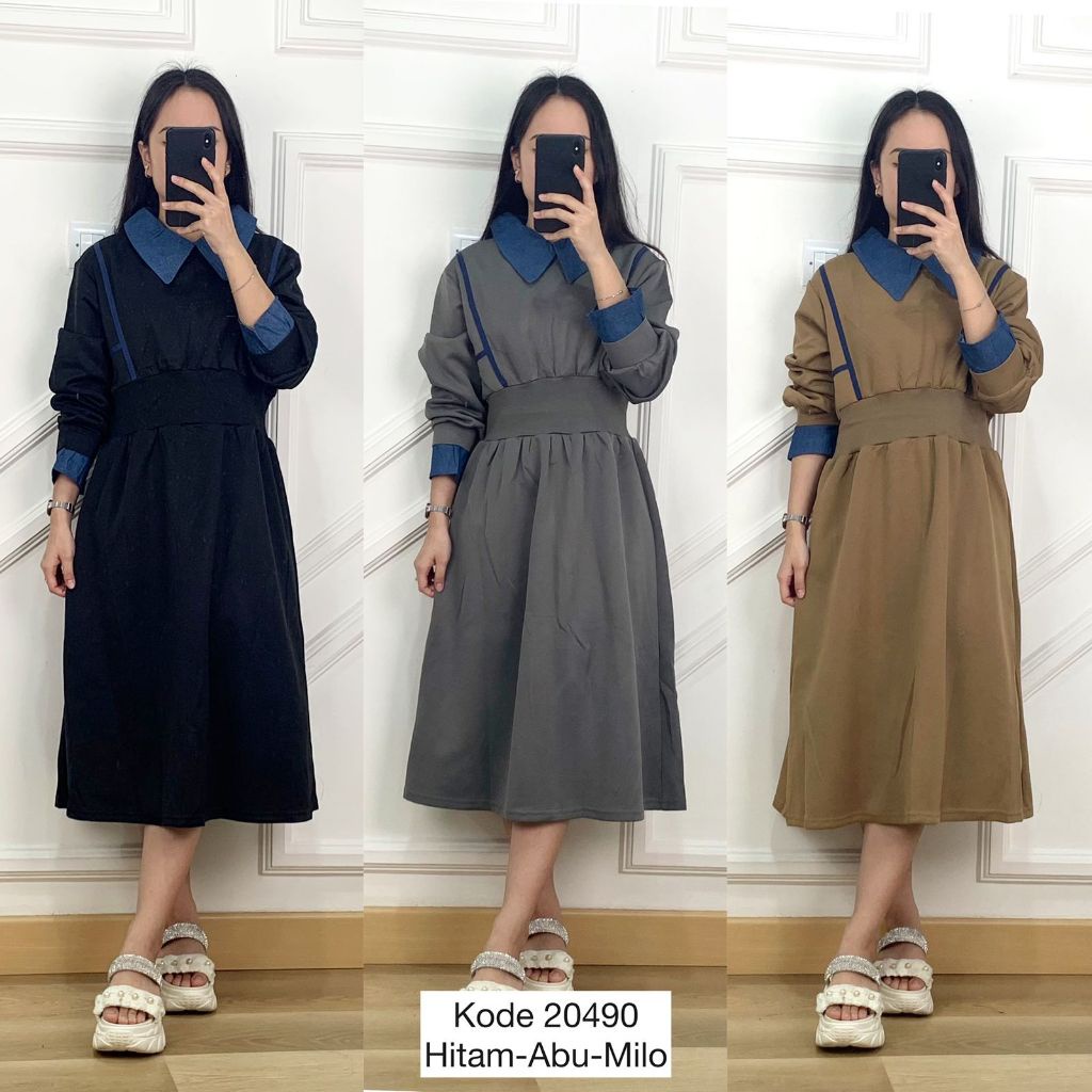 Dress Berkerah I Dress Polo I Polo Dress Wanita I Dres Polo I Baju Dress Wanita Natal