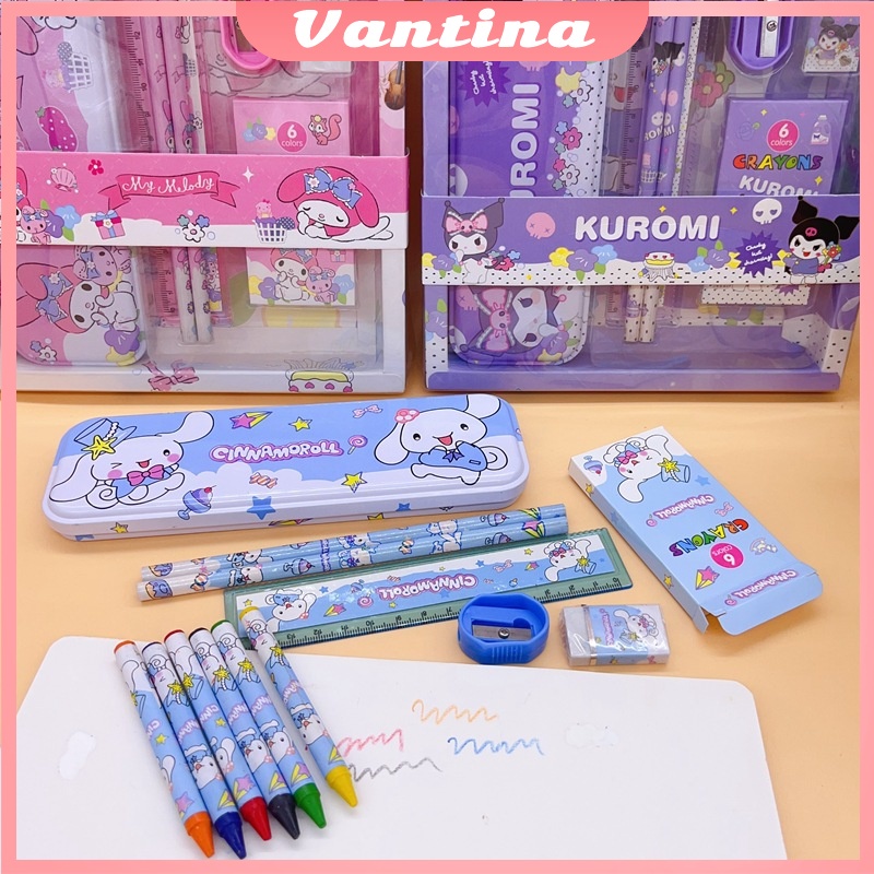 

Kotak Pensil Anak Set 7 in 1 Stationery Untuk Hadiah Anak Sekolah Motif Sanrio / Alat Tulis Set Kotak Pensil Karakter Kuromi Murah Lucu
