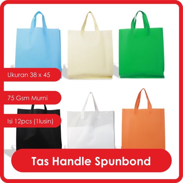 

GOODIE BAG SPUNBOND HANDLE LUSINAN 38x45 / Tas Belanja Press