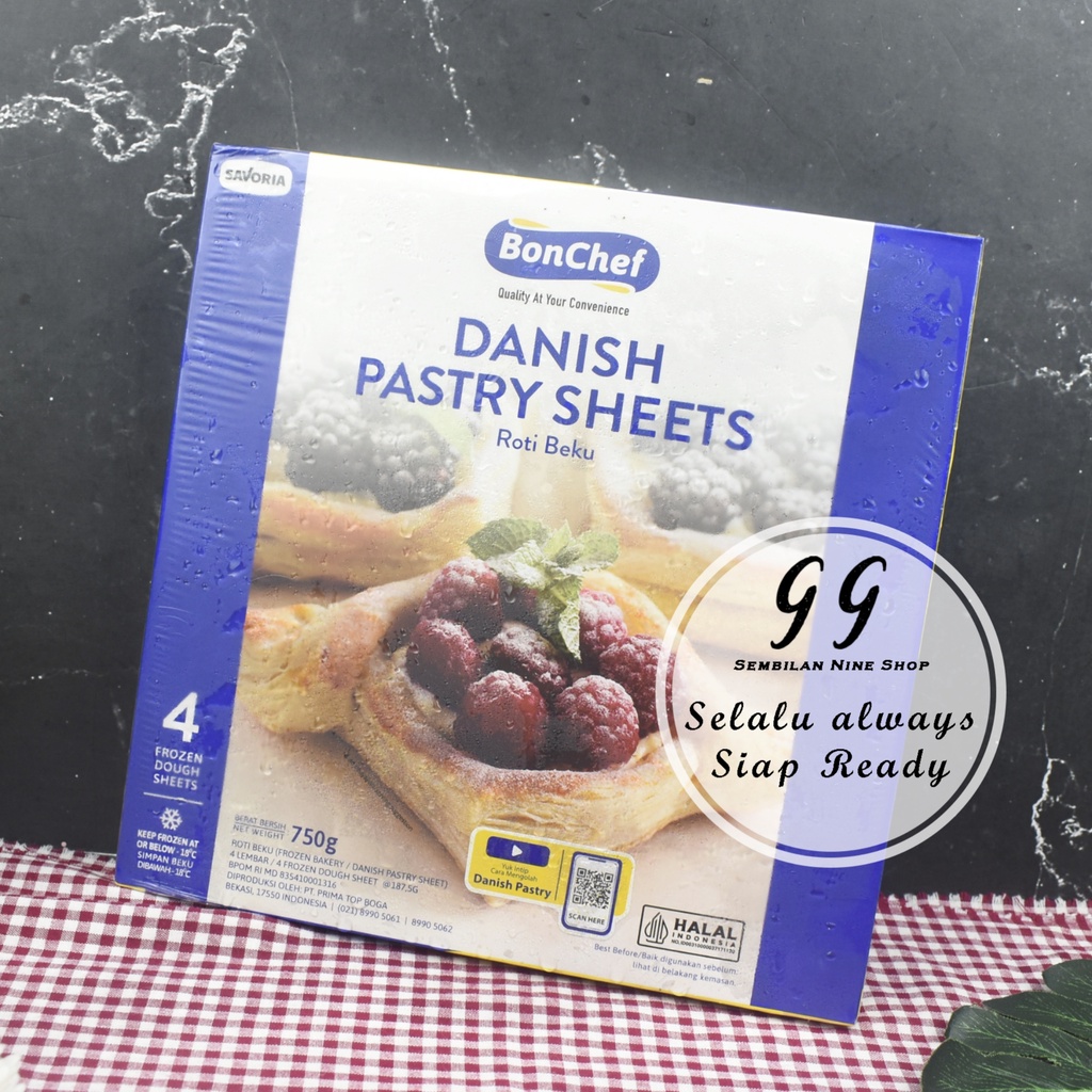 

BONCHEF DANISH Pastry Sheets 750 Gram Bon Chef Danis Pastri Sheet Roti Beku
