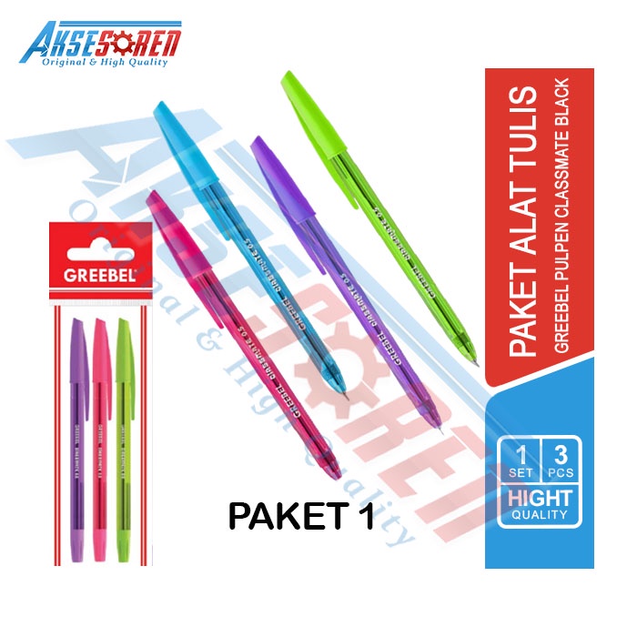 

Aksesoren Pulpen [1 Set/3 Pcs] Greebel / Alat Tulis Sekolah / Kantor / Paket Alat Koreksi Murah