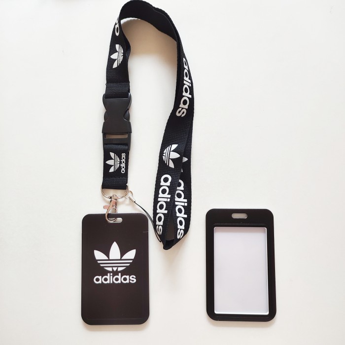 

BW76 ID Card Holder Name Tag Lanyard / Kalung Kartu Black Flower Adidas - Hitam
