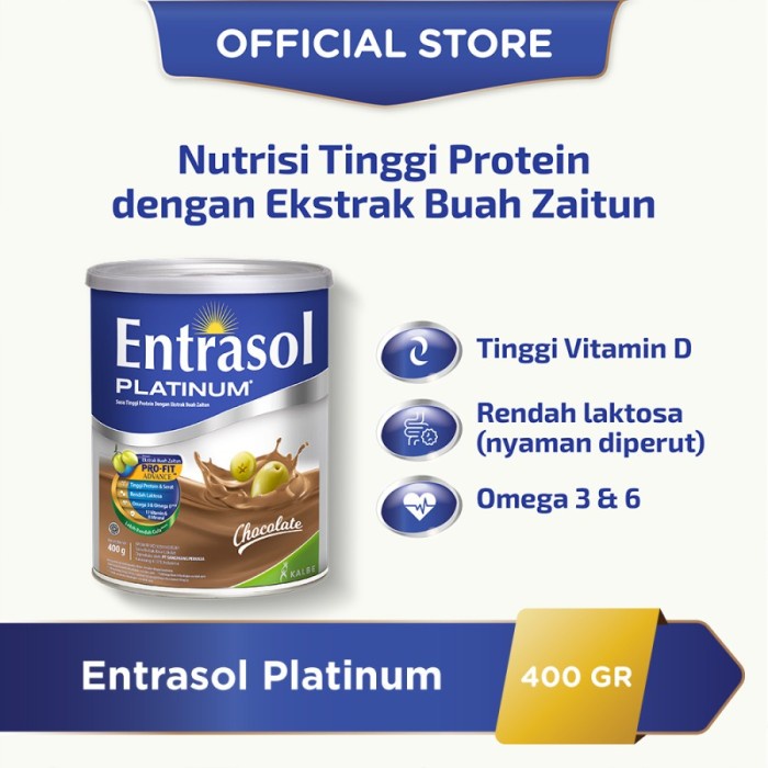 

ENTRASOL PLATINUM SUSU TINGGI KALSIUM UNTUK DEWASA DAN LANSIA 400GR - CHOCOLATE dw