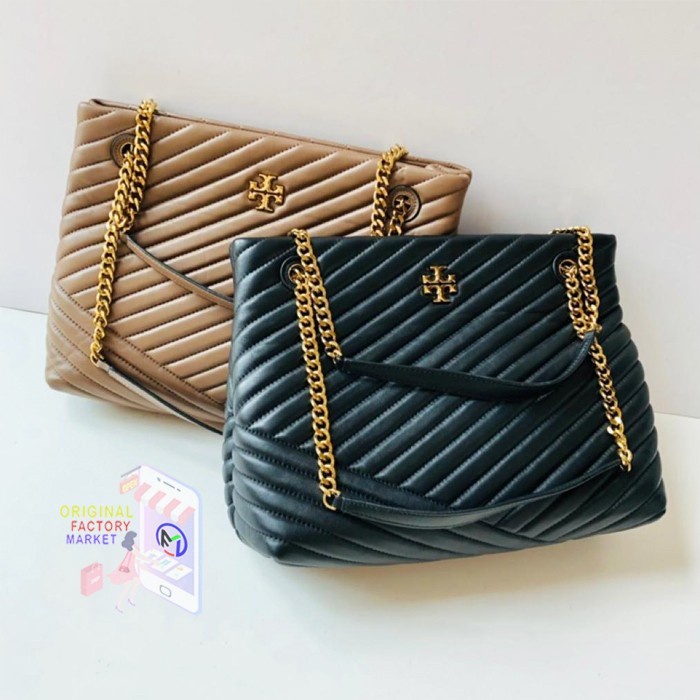 TAS Tory Burch Kira Chevron Tote Bag Black ORIGINAL 56757 Tory Burch