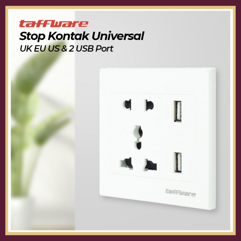 Saklar Stop Kontak Universal UK EU US & 2 USB Port - Stop Kontak USB