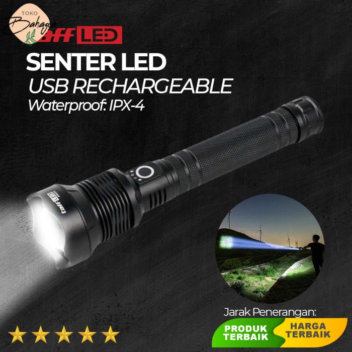 Senter LED Flashlight USB Rechargeable XHP 70.2 - TaffLED