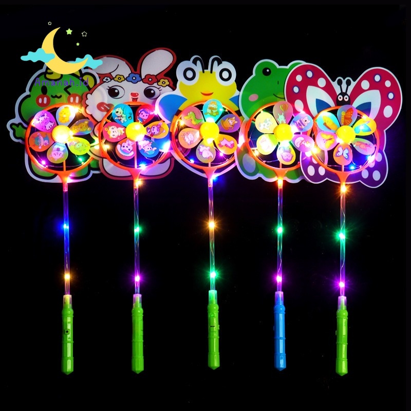 Amanah.id- MAINAN KINCIR ANGIN LED/ KINCIR ANGIN LAMPU LED RAINBOW DISCO