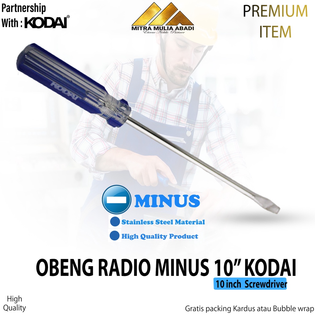 Obeng Radio Minus 10 inch Kodai / Obeng Minus Panjang Serbaguna